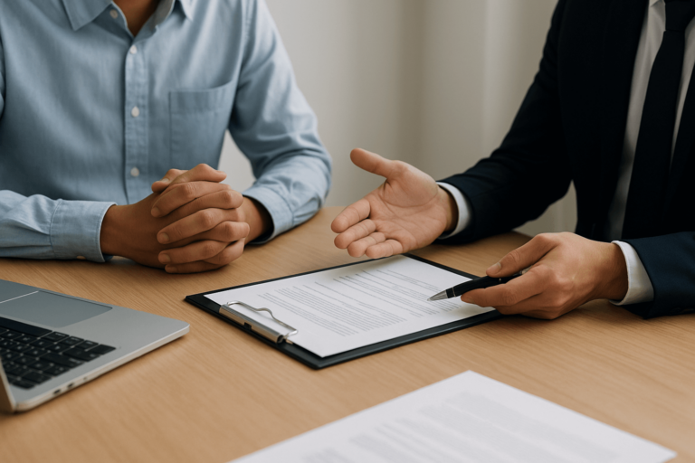 Pessoas discutindo em uma mesa sobre Holding e Escritório Virtual