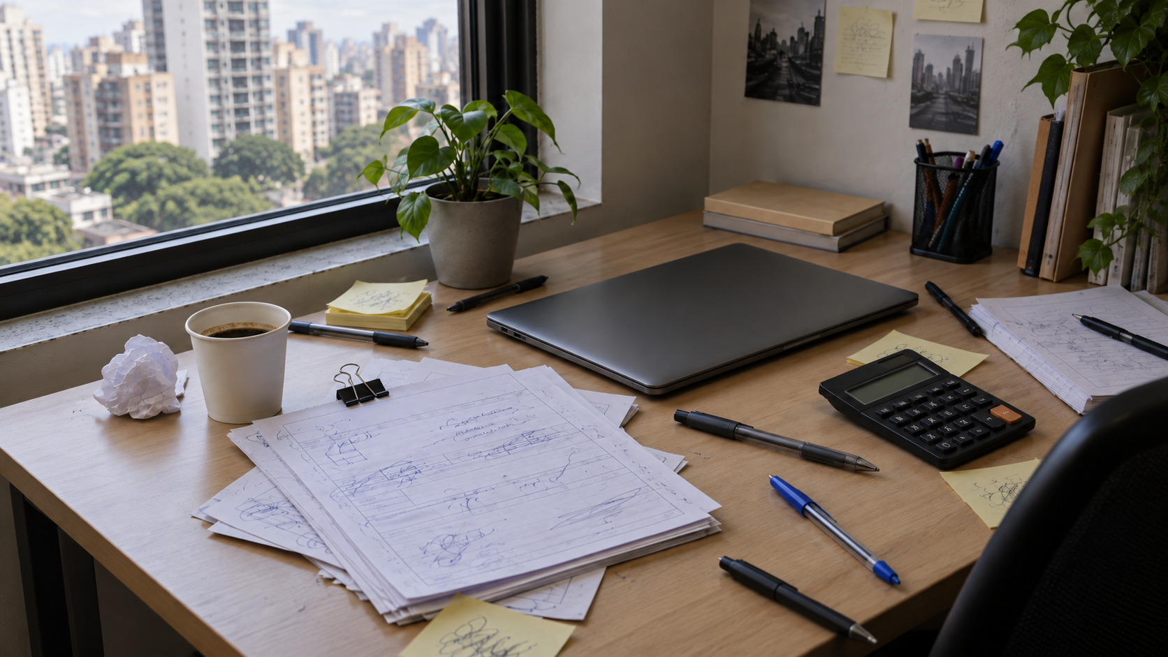 Mesa de trabalho com formulários representa a consulta do CCM de São Paulo pelo CNPJ