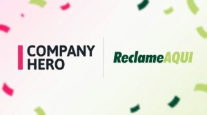 Logo da Company Hero ao lado do logo do Reclame AQUI, anunciando a indicação ao Prêmio Reclame AQUI 2026.